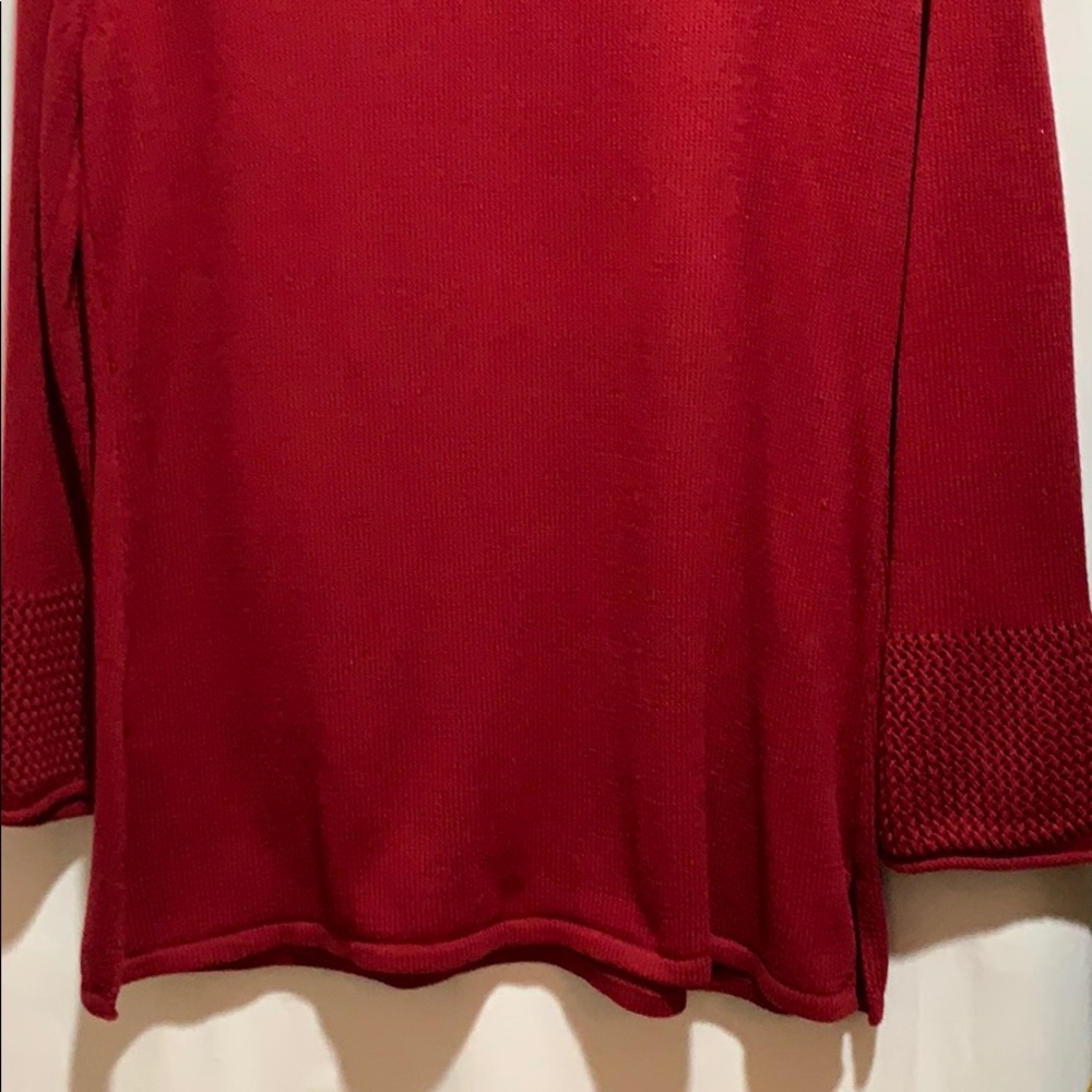 SWEATER RUBY RED CROCHETED YOLK/SLEEVES NO TAGS - Picture 6 of 7